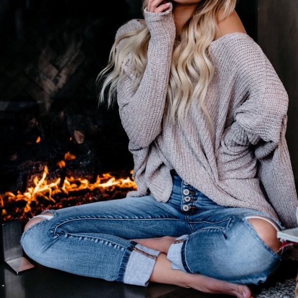 NWT Oatmeal Oversized Dolman Knit Top Shirt - Picture 4 of 8